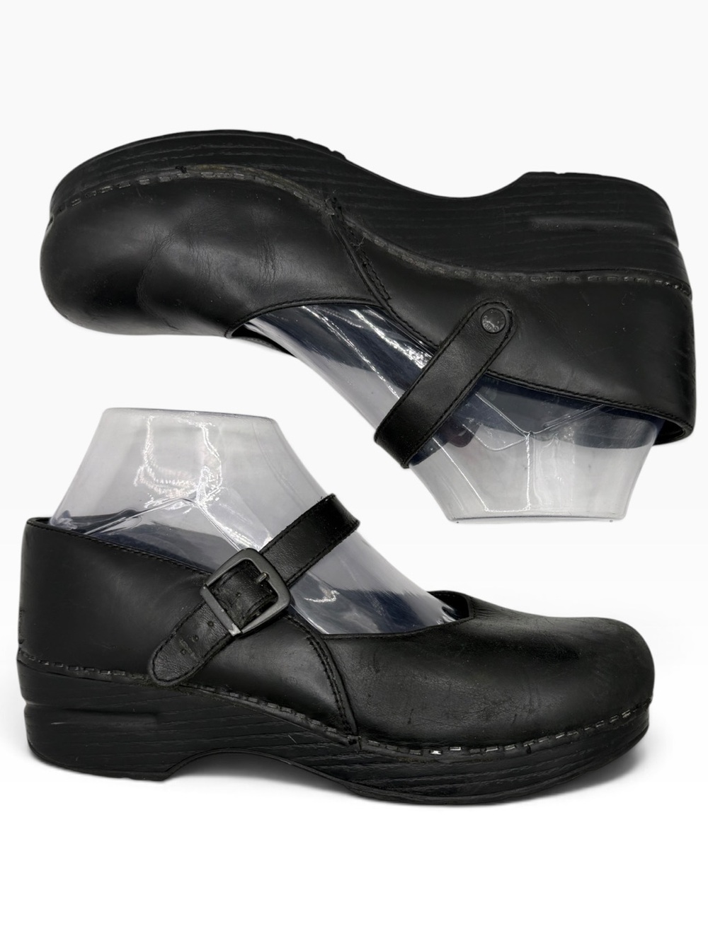 Dansko Black Leather Mary Jane Clogs with Buckle Strap - Size 39 - Picture 2 of 9